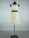 Lace Scalloped Neck Sashes / Ribbons Designer Short/Mini Bridesmaid Dresses #PWD01012861