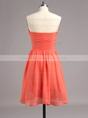 Sexy Watermelon Empire Ruched Chiffon Short/Mini Bridesmaid Dresses #PWD01012868
