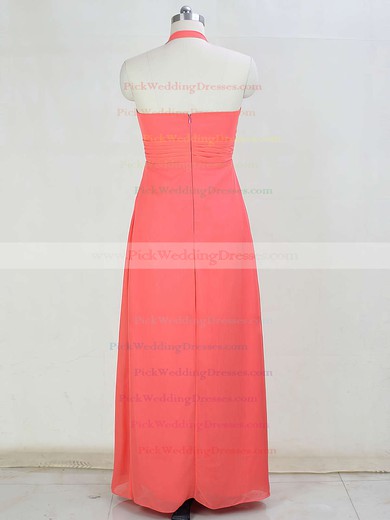 Halter Floor-length Chiffon with Ruffles Discount Bridesmaid Dresses #PWD01012873