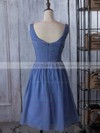 Knee-length V-neck Chiffon with Ruched Affordable Bridesmaid Dress #PWD01012881