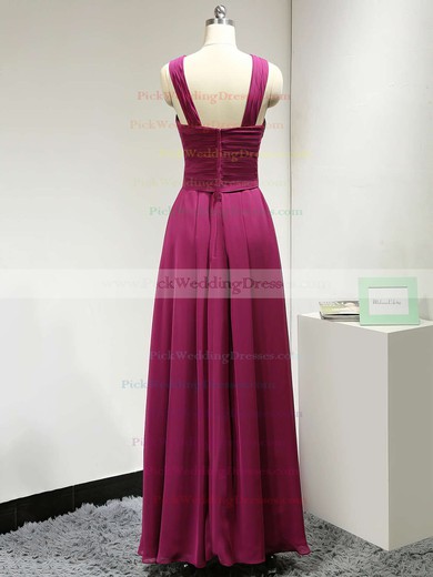 Floor-length V-neck Ruched Chiffon Discounted Bridesmaid Dress #PWD01012882