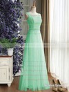 Floor-length Scoop Neck Lace Tulle with Ruffles Hot Bridesmaid Dress #PWD01012889