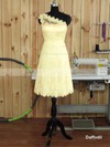 Newest Knee-length One Shoulder Ruffles Lace Bridesmaid Dress #PWD01012893