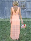New A-line Scoop Neck Chiffon Appliques Lace Asymmetrical Bridesmaid Dresses #PWD01012899