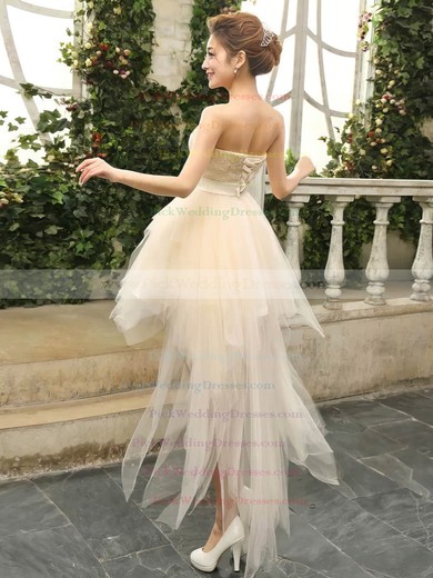 Asymmetrical A-line Sweetheart Lace Tulle with Bow Classy Bridesmaid Dresses #PWD01012901