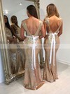 Trumpet/Mermaid Scoop Neck Sequined Floor-length Sashes / Ribbons Backless Bridesmaid Dresses #PWD01012911