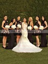 Open Back A-line Tulle Appliques Lace Short/Mini High Neck Bridesmaid Dresses #PWD01012914