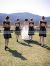 Black Knee-length A-line Scoop Neck Lace Sashes / Ribbons Open Back Bridesmaid Dresses #PWD01012917