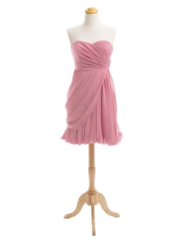 Simple Sweetheart Ruffles Chiffon Short/Mini Sheath/Column Bridesmaid Dresses #PWD01012919