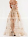 Exclusive A-line Floor-length Tulle Appliques Lace Off-the-shoulder Bridesmaid Dress #PWD01012926