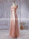 A-line Ruffles Tulle Sequined Floor-length Original One Shoulder Bridesmaid Dress #PWD01012934