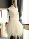 Cute Scoop Neck A-line Lace Tulle Sashes / Ribbons Short/Mini Bridesmaid Dresses #PWD01012941
