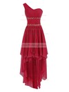 A-line Chiffon with Beading Unique One Shoulder Asymmetrical Bridesmaid Dresses #PWD01012944