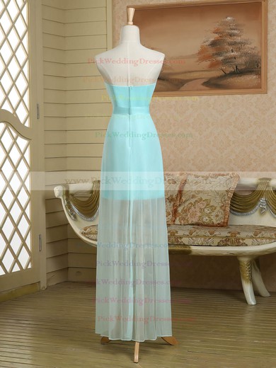 Strapless Sheath/Column Ruffles Satin Chiffon Asymmetrical Cheap Bridesmaid Dress #PWD01012949