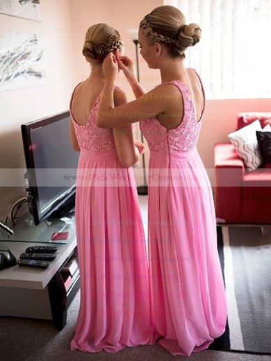 A-line Floor-length Scoop Neck Chiffon with Lace New Arrival Bridesmaid Dresses #PWD01012951