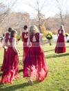 Burgundy A-line V-neck Chiffon Floor-length Appliques Lace Open Back Bridesmaid Dresses #PWD01012952