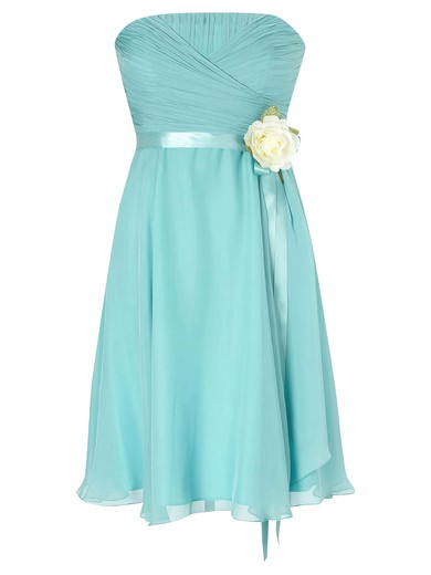 Custom Strapless Chiffon with Sashes / Ribbons Empire Knee-length Bridesmaid Dresses #PWD01012953