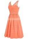 Promotion A-line V-neck Chiffon with Lace Knee-length Bridesmaid Dresses #PWD01012958