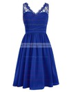 Promotion A-line V-neck Chiffon with Lace Knee-length Bridesmaid Dresses #PWD01012958