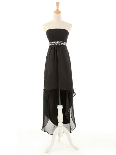 Black Empire Strapless Chiffon with Beading Online Asymmetrical Bridesmaid Dresses #PWD01012963