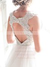 A-line V-neck Tulle with Beading Sweep Train Different Open Back Wedding Dresses #PWD00022532