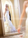 Trumpet/Mermaid Strapless Organza Cascading Ruffles Court Train Modest Wedding Dresses #PWD00022533