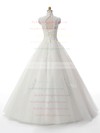 Noble Ball Gown Tulle Appliques Lace Floor-length White High Neck Wedding Dresses #PWD00022537