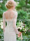 Scoop Neck Floor-length Sheath/Column Tulle Appliques Lace Long Sleeve Fashion Wedding Dresses #PWD00022539