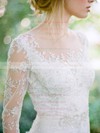 Scoop Neck Floor-length Sheath/Column Tulle Appliques Lace Long Sleeve Fashion Wedding Dresses #PWD00022539