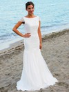 Trumpet/Mermaid Scoop Neck Chiffon with Lace Floor-length Open Back Fabulous Wedding Dresses #PWD00022545