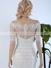 Off-the-shoulder Trumpet/Mermaid Tulle Sweep Train Appliques Lace 1/2 Sleeve Wedding Dresses #PWD00022568