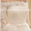Off-the-shoulder A-line Tulle Appliques Lace Chapel Train Women's 3/4 Sleeve Wedding Dress #PWD00022571