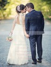 Inexpensive A-line Ruffles Chiffon Floor-length Open Back High Neck Wedding Dresses #PWD00022572