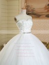 Elegant Sweetheart Tulle Sashes / Ribbons Floor-length White Ball Gown Wedding Dresses #PWD00022578