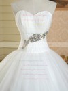 Simple Ball Gown Sweetheart Tulle Crystal Detailing Floor-length White Wedding Dress #PWD00022581