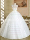 White Ball Gown Tulle Appliques Lace Floor-length Vintage One Shoulder Wedding Dress #PWD00022582