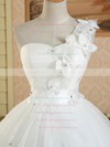 White Ball Gown Tulle Appliques Lace Floor-length Vintage One Shoulder Wedding Dress #PWD00022582