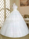 Classic Strapless Tulle Appliques Lace Floor-length White Ball Gown Wedding Dresses #PWD00022583