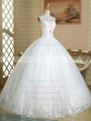 Famous Ball Gown Sweetheart Tulle with Beading Floor-length Lace-up White Wedding Dresses #PWD00022586