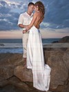 Cheap A-line Halter Silk-like Satin Ruffles Sweep Train Backless Wedding Dresses #PWD00022604
