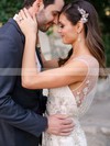 Beautiful A-line Chiffon with Beading Sweep Train V-neck Wedding Dresses #PWD00022608