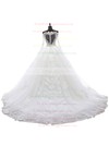 Online Ball Gown Tulle Appliques Lace Chapel Train Long Sleeve Off-the-shoulder Wedding Dresses #PWD00022625