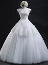 Scoop Neck Tulle Appliques Lace Floor-length Graceful Ball Gown Wedding Dresses #PWD00022629