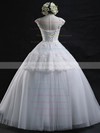 Scoop Neck Tulle Appliques Lace Floor-length Graceful Ball Gown Wedding Dresses #PWD00022629