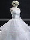 Vintage Sweetheart Organza with Appliques Lace Floor-length Ball Gown Wedding Dresses #PWD00022632
