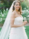 New Style A-line Sweetheart Tulle Cascading Ruffles Sweep Train Wedding Dresses #PWD00022636