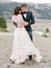 A-line V-neck Chiffon Split Front Floor-length Hot Backless Wedding Dresses #PWD00022639