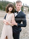 A-line V-neck Chiffon Split Front Floor-length Hot Backless Wedding Dresses #PWD00022639