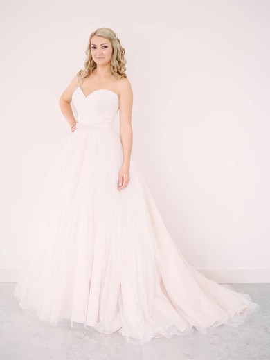 A-line Sweetheart Tulle Lace Sashes / Ribbons New Arrival Detachable Wedding Dresses #PWD00022640