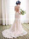 Newest Scoop Neck Tulle Appliques Lace Court Train Long Sleeve Sheath/Column Wedding Dresses #PWD00022644